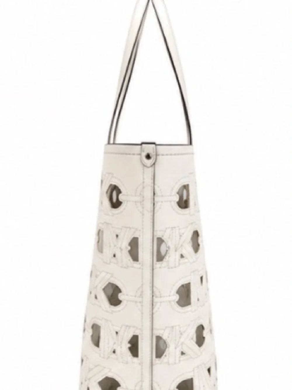 Michael Kors Ivory Cutout Logo Tote Bag Large MK Transparent PVC Shopper - Picture 2 of 5